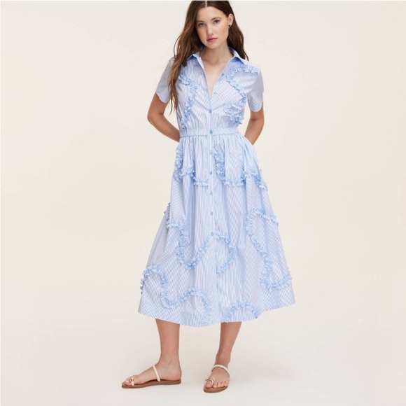 kate spade Dresses & Skirts - KATE SPADE NWT ribbon short sleeve midi striped shirt dress -blue/white